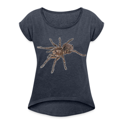 Frauen T-Shirt mit gerollten Ärmeln Theraphosa stirmi juvenile - Navy meliert
