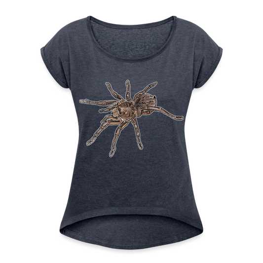 Frauen T-Shirt mit gerollten Ärmeln Theraphosa stirmi juvenile - Navy meliert
