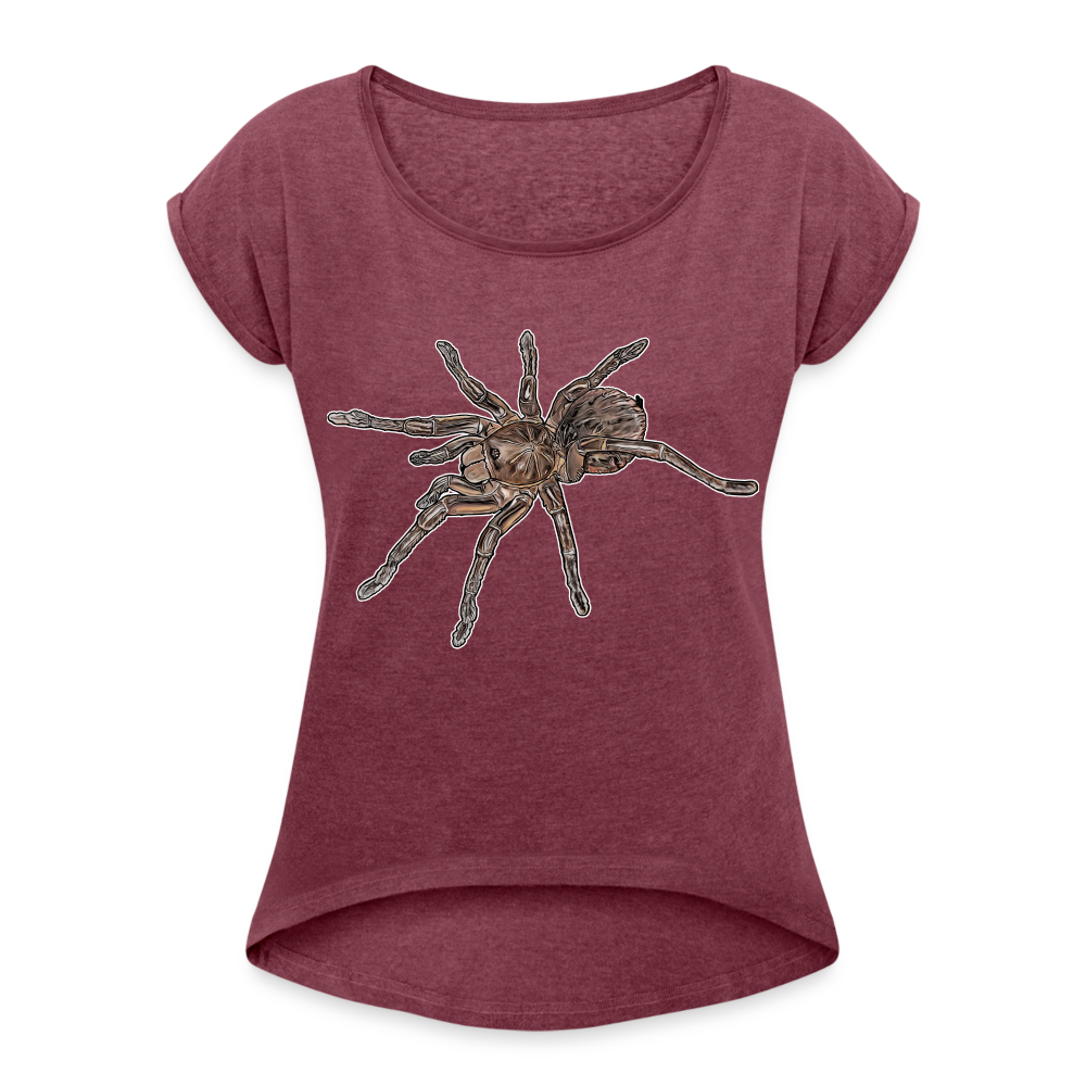Frauen T-Shirt mit gerollten Ärmeln Theraphosa stirmi juvenile - Bordeauxrot meliert
