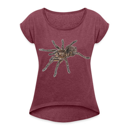 Frauen T-Shirt mit gerollten Ärmeln Theraphosa stirmi juvenile - Bordeauxrot meliert