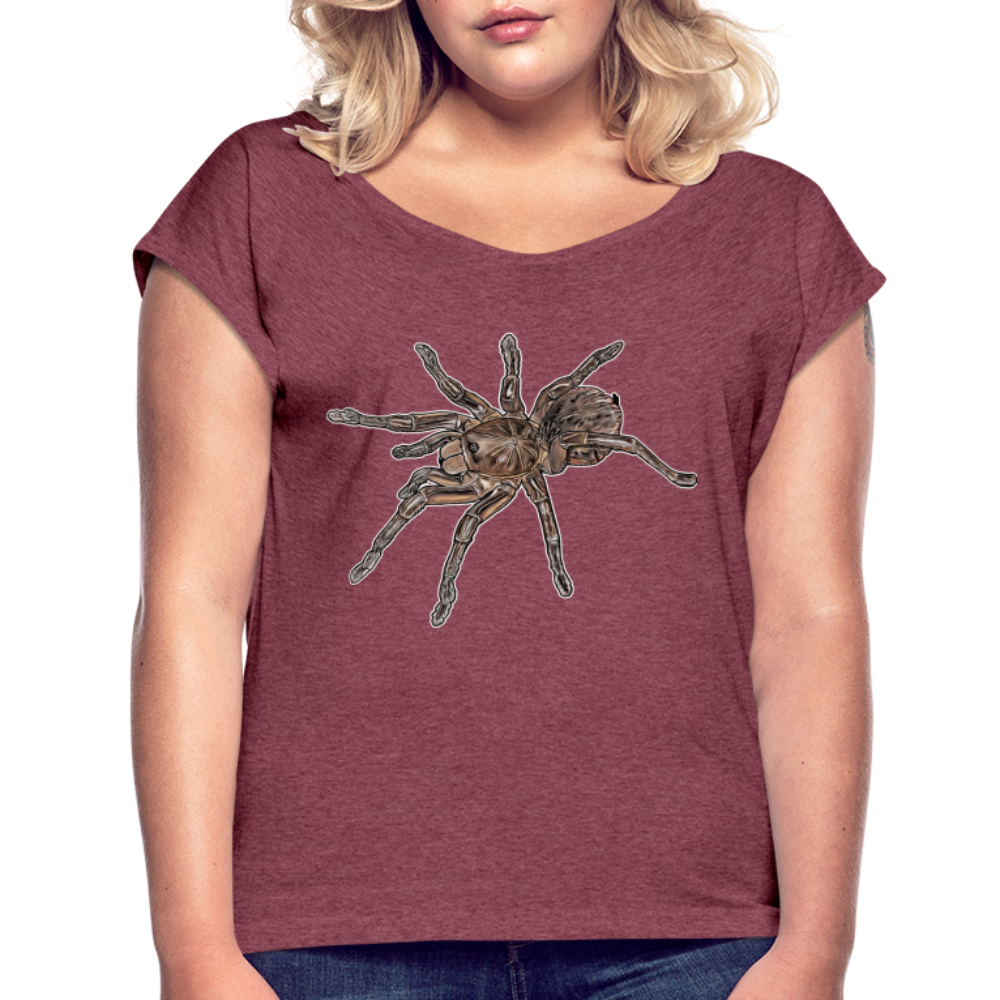 Frauen T-Shirt mit gerollten Ärmeln Theraphosa stirmi juvenile - Bordeauxrot meliert