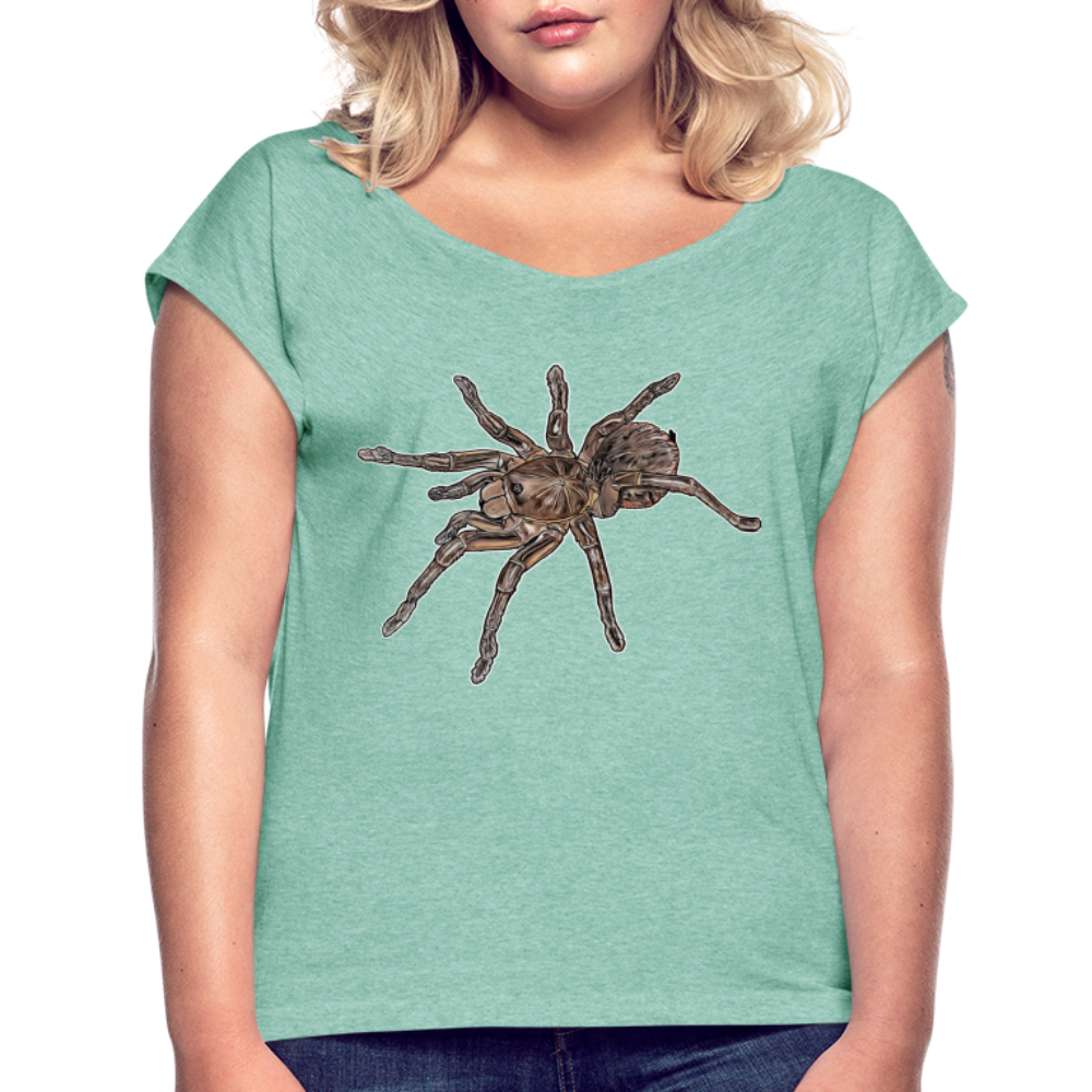 Frauen T-Shirt mit gerollten Ärmeln Theraphosa stirmi juvenile - Minze meliert