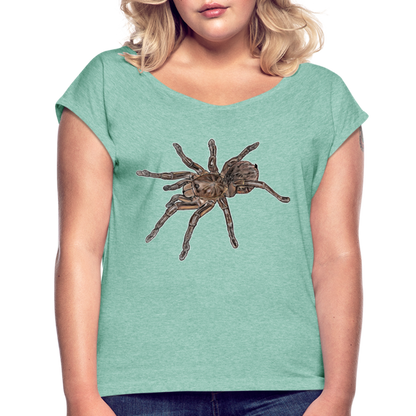 Frauen T-Shirt mit gerollten Ärmeln Theraphosa stirmi juvenile - Minze meliert