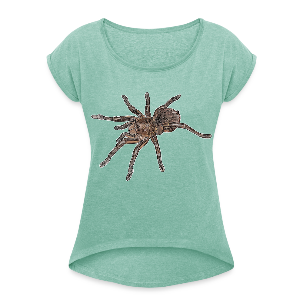 Frauen T-Shirt mit gerollten Ärmeln Theraphosa stirmi juvenile - Minze meliert