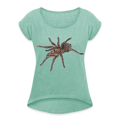 Frauen T-Shirt mit gerollten Ärmeln Theraphosa stirmi juvenile - Minze meliert