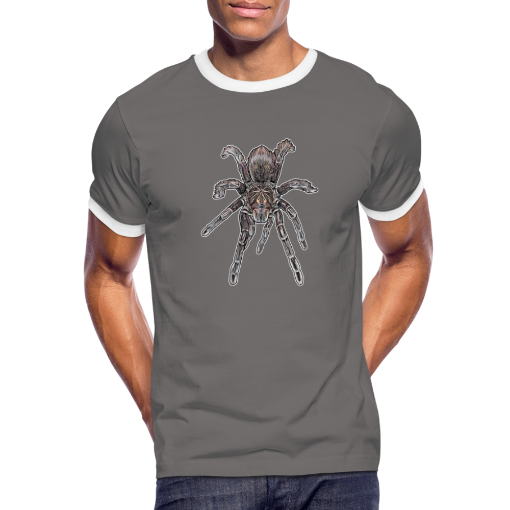 Männer Kontrast-T-Shirt Pamphobeteus sp Machala juvenile - Dunkelgrau/Weiß