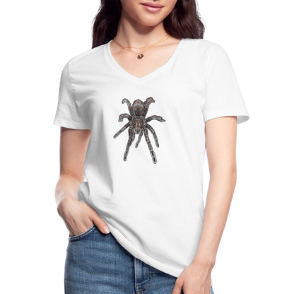 Frauen-T-Shirt mit V-Ausschnitt Pamphobeteus sp Machala juvenile - weiß