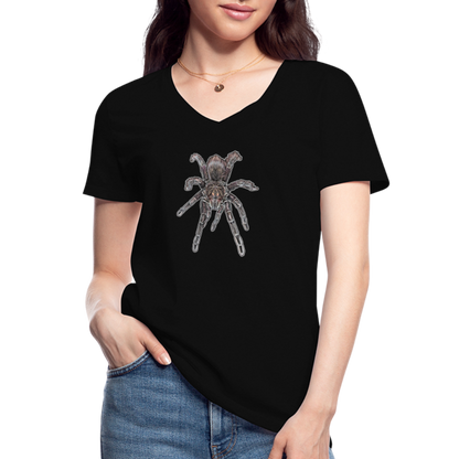 Frauen-T-Shirt mit V-Ausschnitt Pamphobeteus sp Machala juvenile - Schwarz