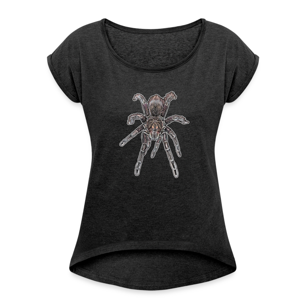 Frauen T-Shirt mit gerollten Ärmeln Pamphobeteus sp Machala - Schwarz meliert