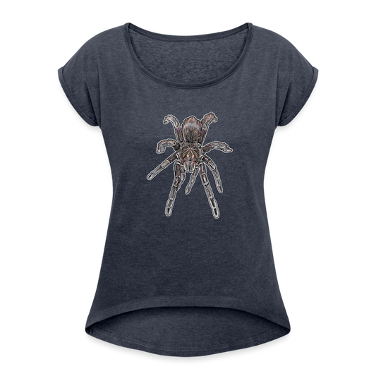 Frauen T-Shirt mit gerollten Ärmeln Pamphobeteus sp Machala - Navy meliert