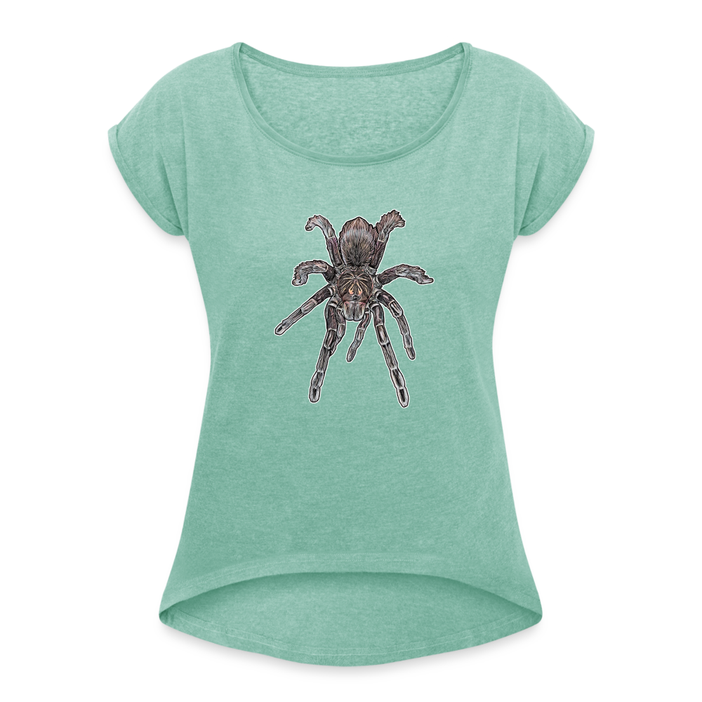 Frauen T-Shirt mit gerollten Ärmeln Pamphobeteus sp Machala - Minze meliert