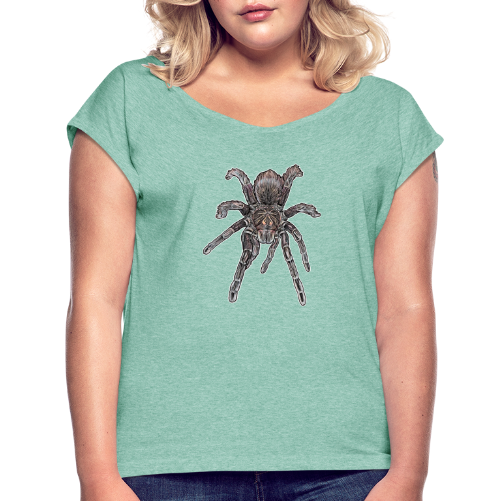 Frauen T-Shirt mit gerollten Ärmeln Pamphobeteus sp Machala - Minze meliert