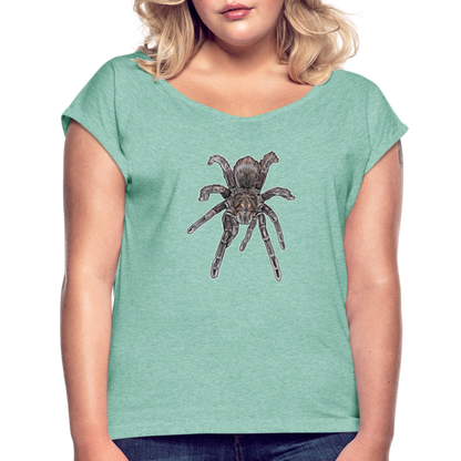 Frauen T-Shirt mit gerollten Ärmeln Pamphobeteus sp Machala - Minze meliert