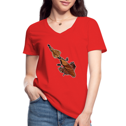 Frauen-T-Shirt mit V-Ausschnitt Phyllocrania paradoxa female - Rot