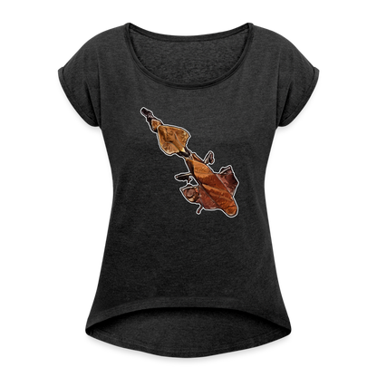 Frauen T-Shirt mit gerollten Ärmeln Phyllocrania paradoxa female - Schwarz meliert