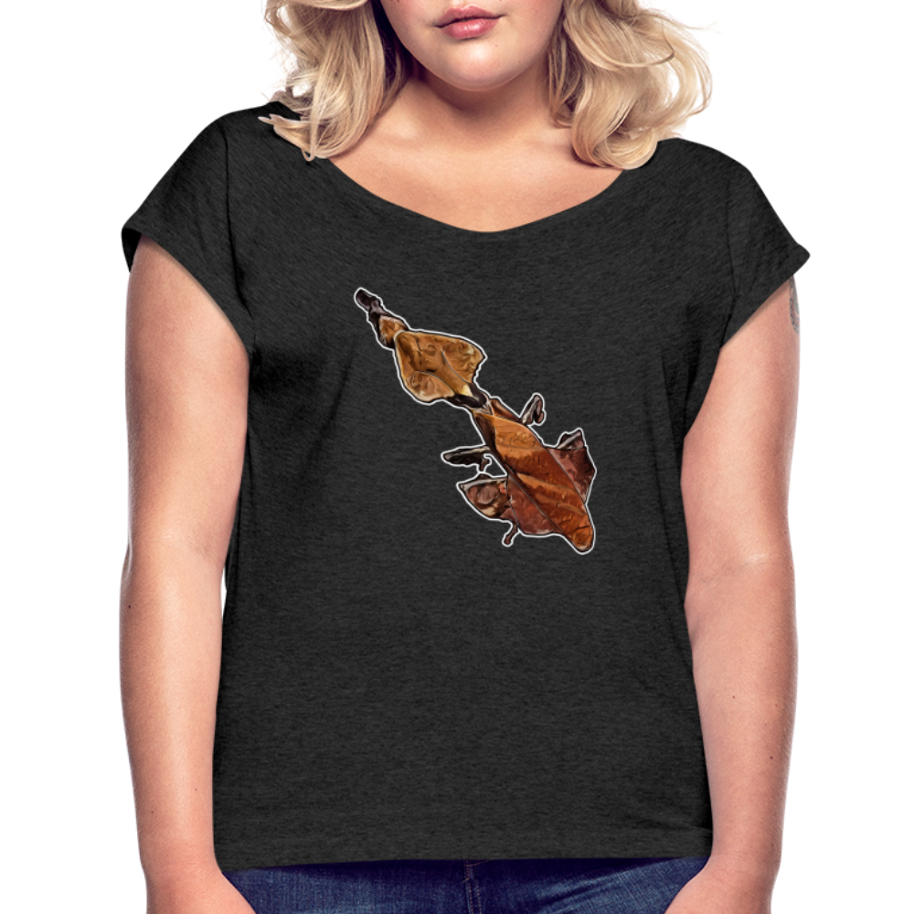 Frauen T-Shirt mit gerollten Ärmeln Phyllocrania paradoxa female - Schwarz meliert