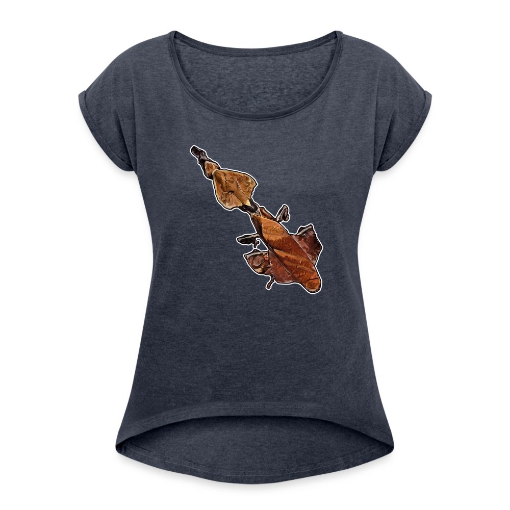 Frauen T-Shirt mit gerollten Ärmeln Phyllocrania paradoxa female - Navy meliert