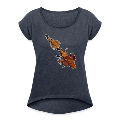 Frauen T-Shirt mit gerollten Ärmeln Phyllocrania paradoxa female - Navy meliert