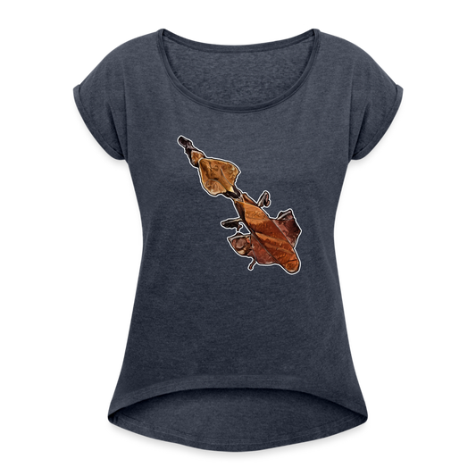 Frauen T-Shirt mit gerollten Ärmeln Phyllocrania paradoxa female - Navy meliert
