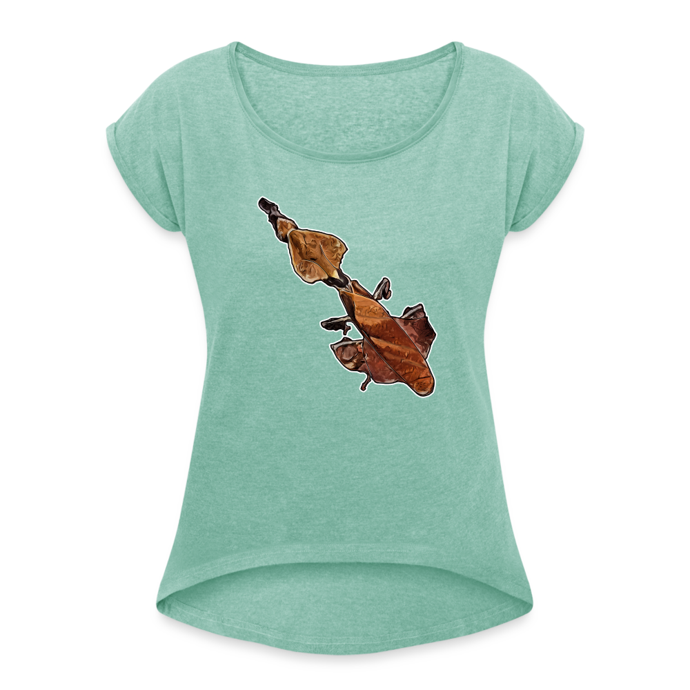 Frauen T-Shirt mit gerollten Ärmeln Phyllocrania paradoxa female - Minze meliert