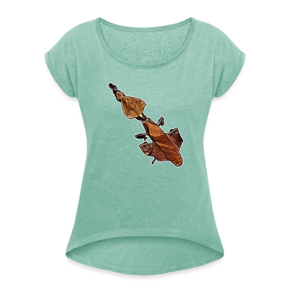 Frauen T-Shirt mit gerollten Ärmeln Phyllocrania paradoxa female - Minze meliert