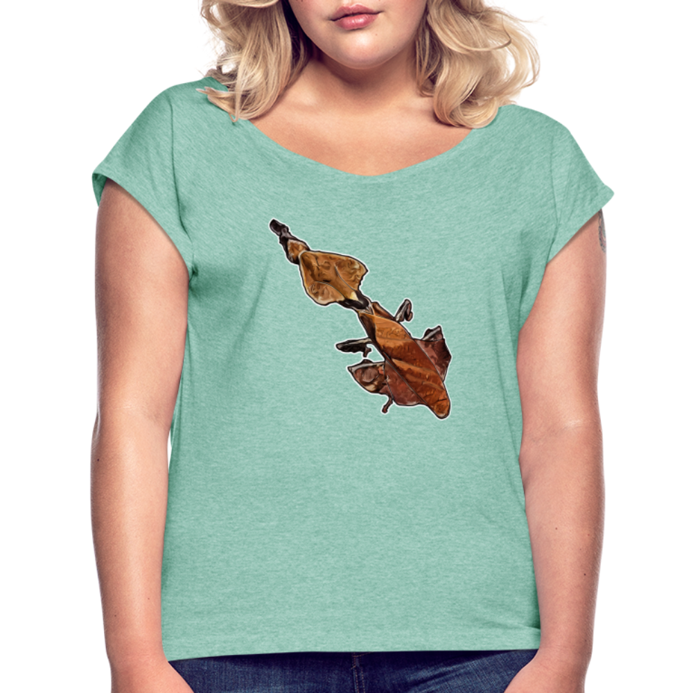 Frauen T-Shirt mit gerollten Ärmeln Phyllocrania paradoxa female - Minze meliert