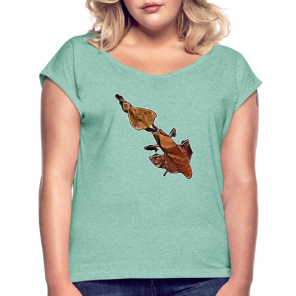 Frauen T-Shirt mit gerollten Ärmeln Phyllocrania paradoxa female - Minze meliert