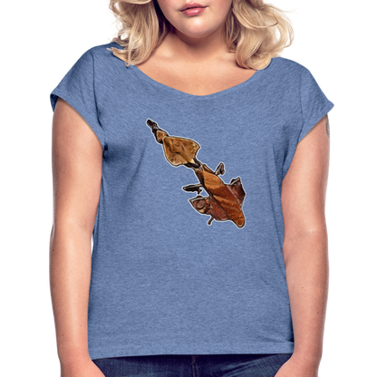 Frauen T-Shirt mit gerollten Ärmeln Phyllocrania paradoxa female - Denim meliert