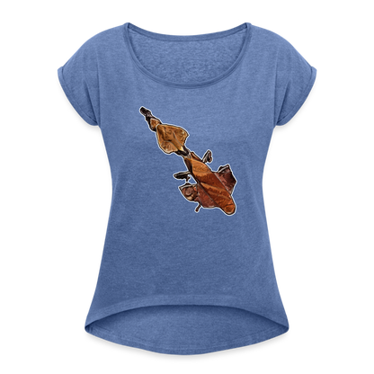 Frauen T-Shirt mit gerollten Ärmeln Phyllocrania paradoxa female - Denim meliert