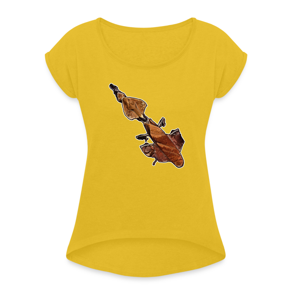 Frauen T-Shirt mit gerollten Ärmeln Phyllocrania paradoxa female - Senfgelb