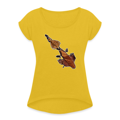 Frauen T-Shirt mit gerollten Ärmeln Phyllocrania paradoxa female - Senfgelb