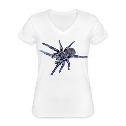 Frauen-T-Shirt mit V-Ausschnitt Pterinopelma sazimai - weiß