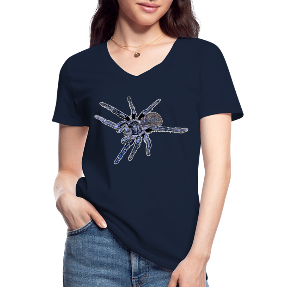 Frauen-T-Shirt mit V-Ausschnitt Pterinopelma sazimai - Navy