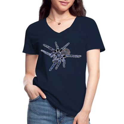 Frauen-T-Shirt mit V-Ausschnitt Pterinopelma sazimai - Navy