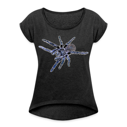 Frauen T-Shirt mit gerollten Ärmeln Pterinopelma sazimai - Schwarz meliert