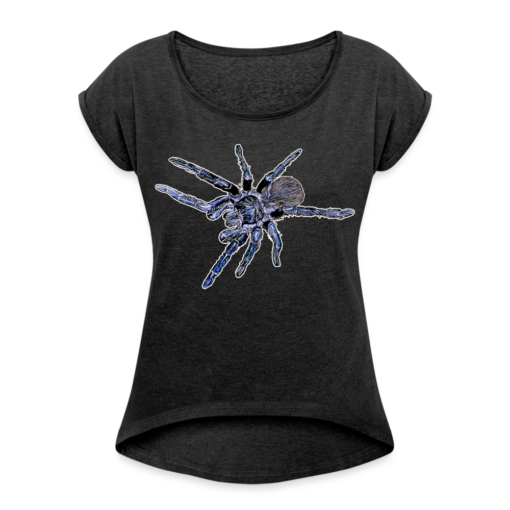 Frauen T-Shirt mit gerollten Ärmeln Pterinopelma sazimai - Schwarz meliert