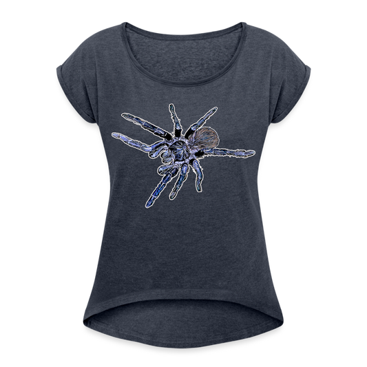 Frauen T-Shirt mit gerollten Ärmeln Pterinopelma sazimai - Navy meliert