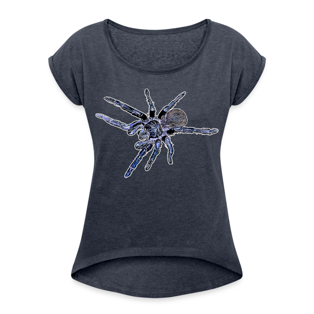 Frauen T-Shirt mit gerollten Ärmeln Pterinopelma sazimai - Navy meliert