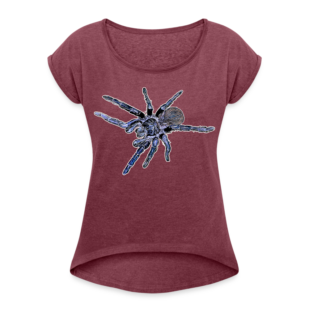 Frauen T-Shirt mit gerollten Ärmeln Pterinopelma sazimai - Bordeauxrot meliert