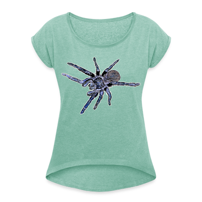 Frauen T-Shirt mit gerollten Ärmeln Pterinopelma sazimai - Minze meliert