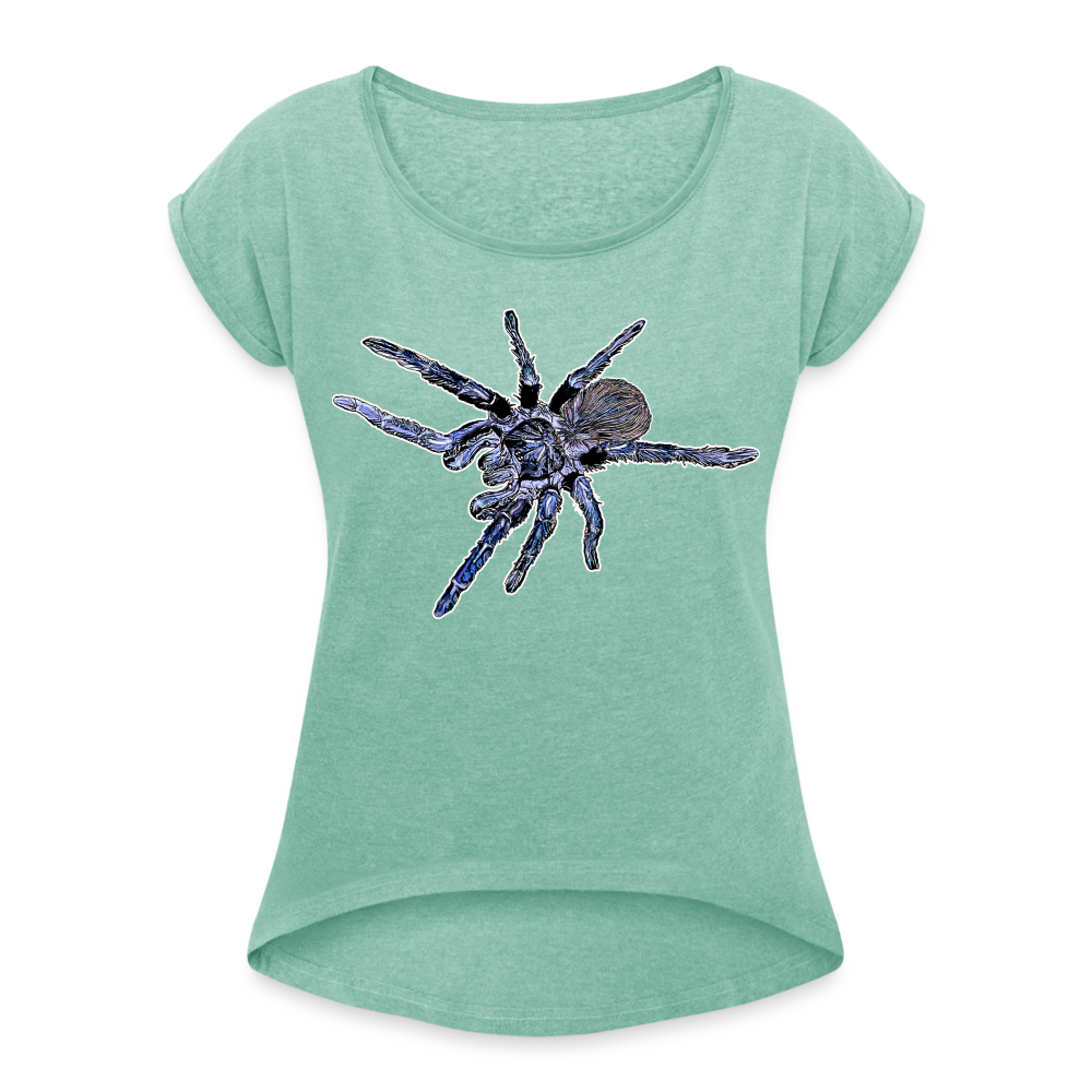 Frauen T-Shirt mit gerollten Ärmeln Pterinopelma sazimai - Minze meliert