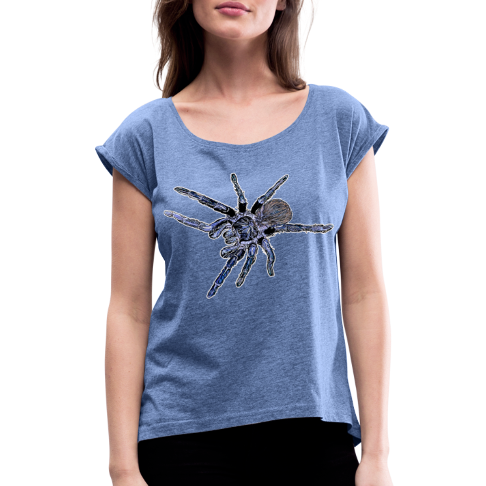 Frauen T-Shirt mit gerollten Ärmeln Pterinopelma sazimai - Denim meliert