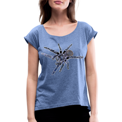 Frauen T-Shirt mit gerollten Ärmeln Pterinopelma sazimai - Denim meliert