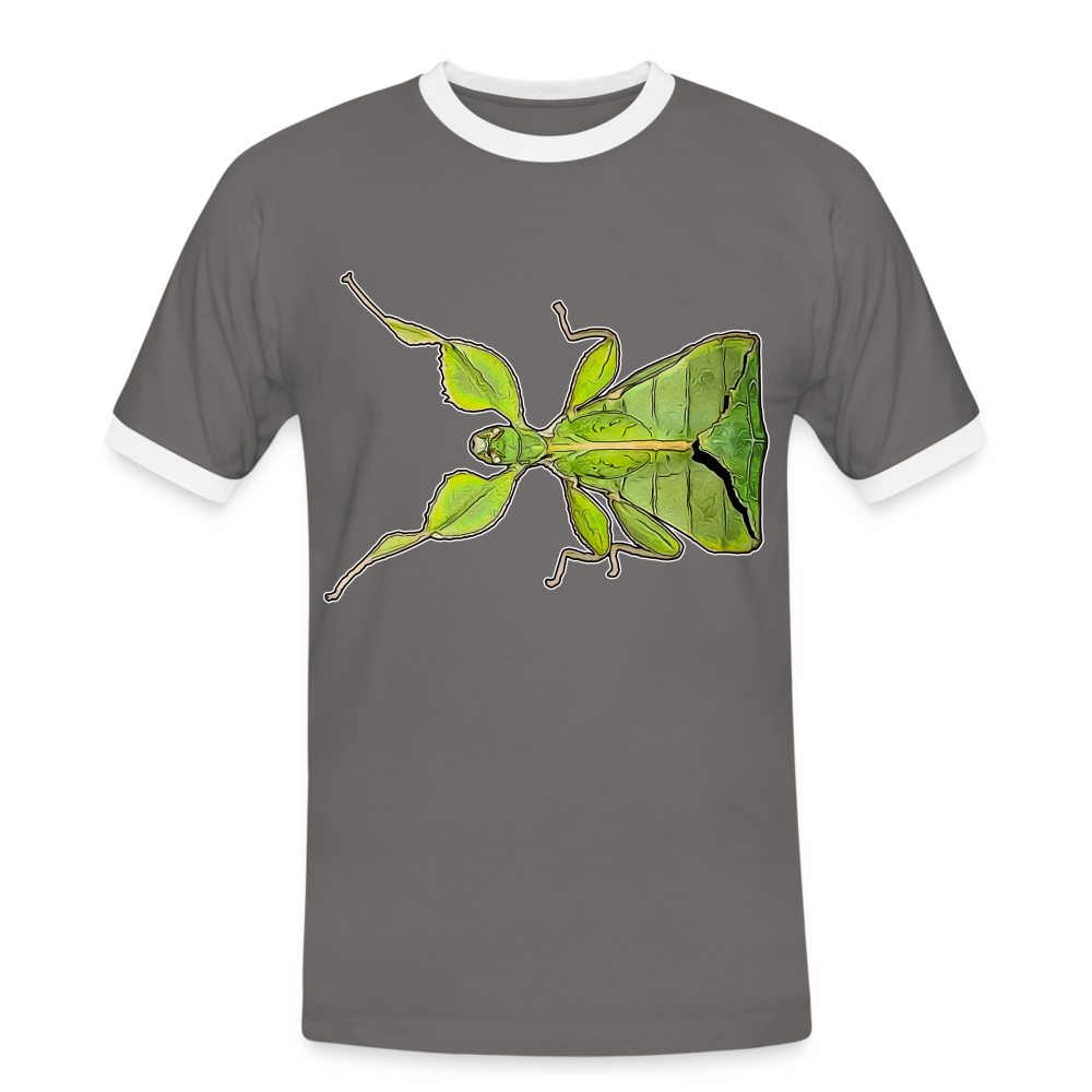Männer Kontrast-T-Shirt Phyllium philippinicum female - Dunkelgrau/Weiß