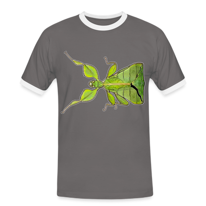 Männer Kontrast-T-Shirt Phyllium philippinicum female - Dunkelgrau/Weiß