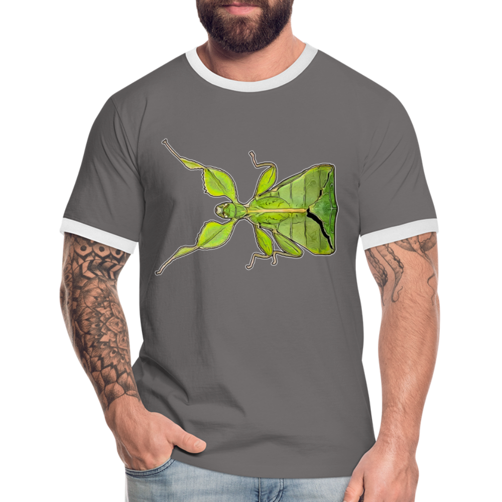 Männer Kontrast-T-Shirt Phyllium philippinicum female - Dunkelgrau/Weiß