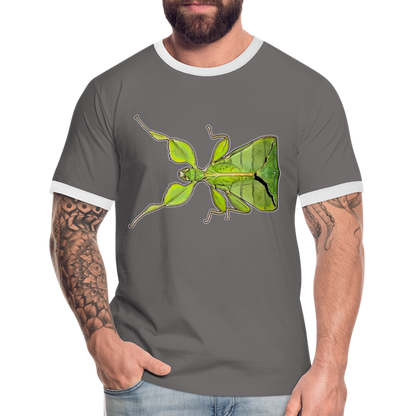 Männer Kontrast-T-Shirt Phyllium philippinicum female - Dunkelgrau/Weiß