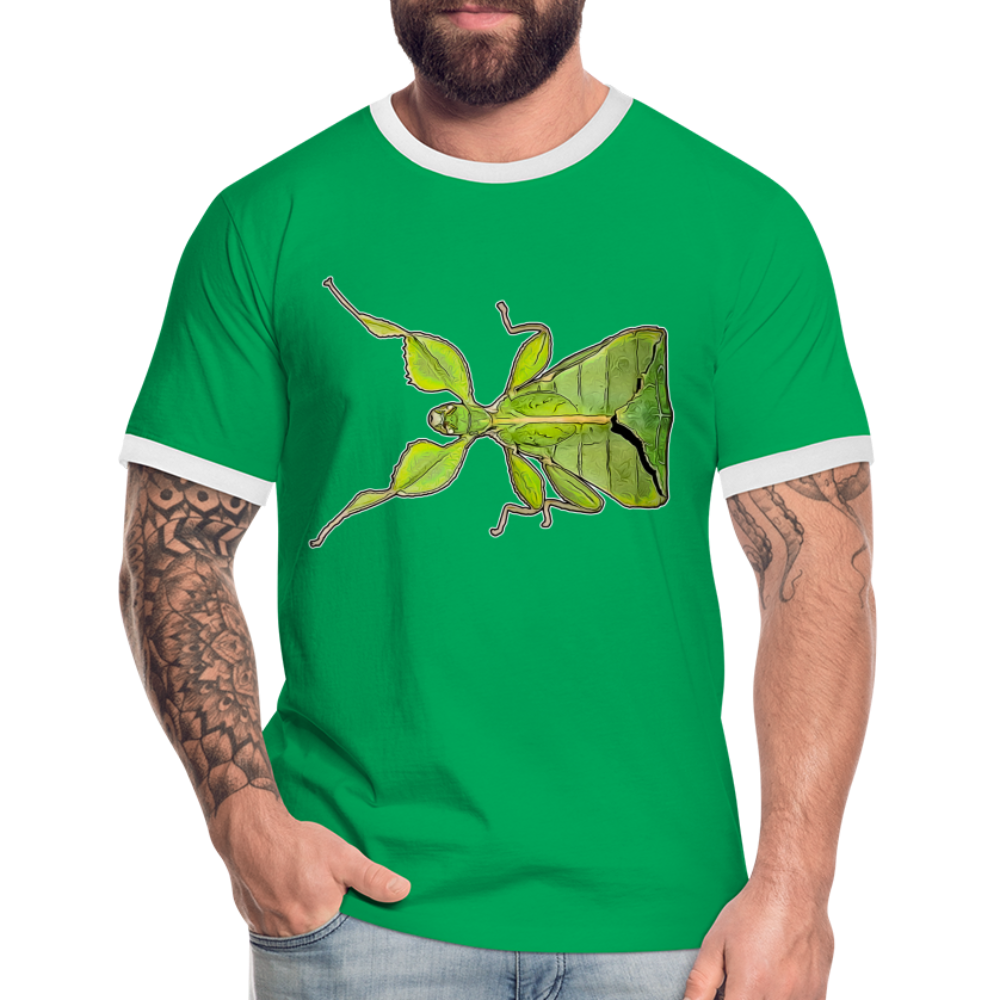 Männer Kontrast-T-Shirt Phyllium philippinicum female - Kelly Green/Weiß