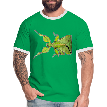 Männer Kontrast-T-Shirt Phyllium philippinicum female - Kelly Green/Weiß