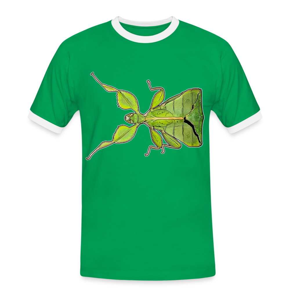 Männer Kontrast-T-Shirt Phyllium philippinicum female - Kelly Green/Weiß